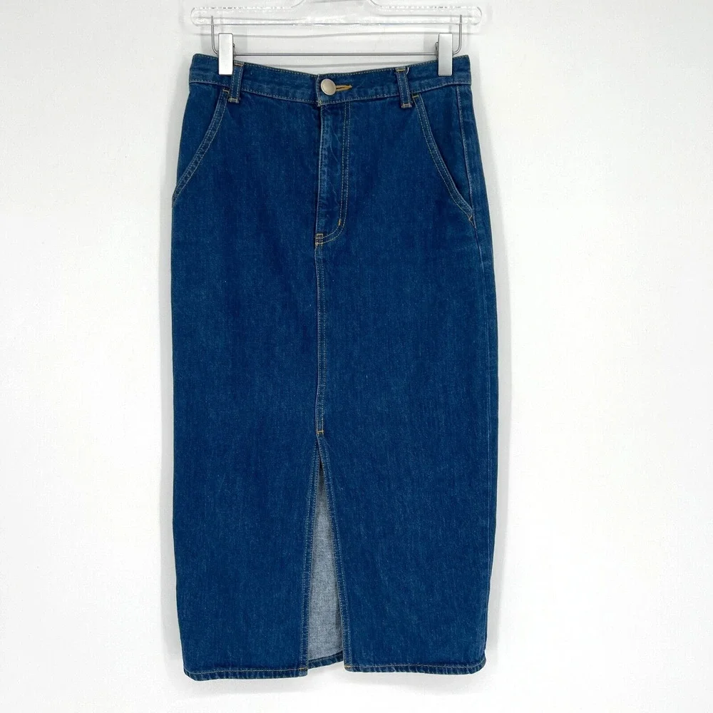 Moussy Midi Denim Skirt Womens S Pencil Academia Cottage‎ Prairie Trendy